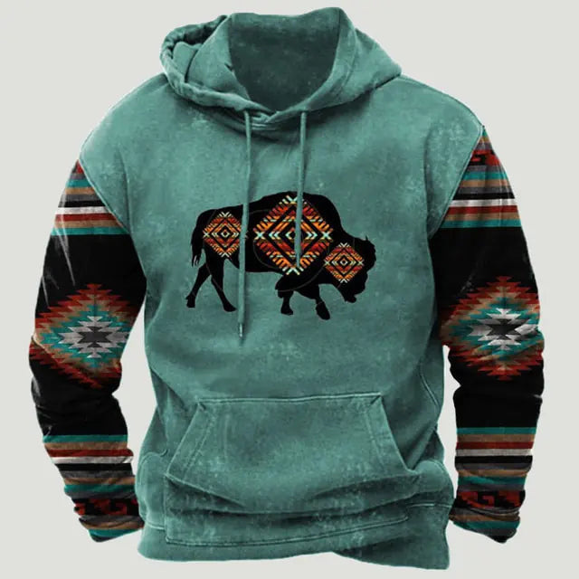 Western Aztec Patchwork Hoodie