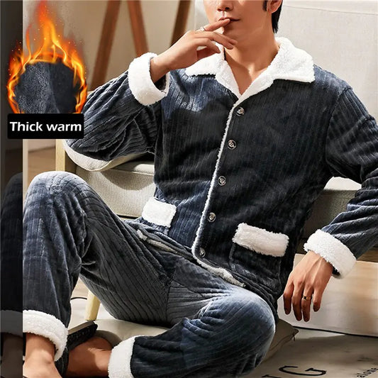 Mens Coral Fleece Sleepwear Pajamas